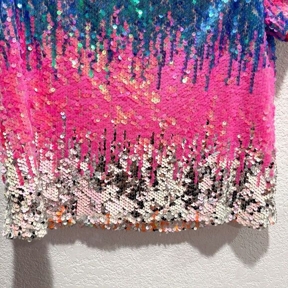 Anthropologie Eva Franco Loretta Sequined Tee Women’s Small Colorful Dopamine - Picture 5 of 11